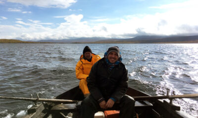 Fishing on a lake in Jotunheimen, Norway