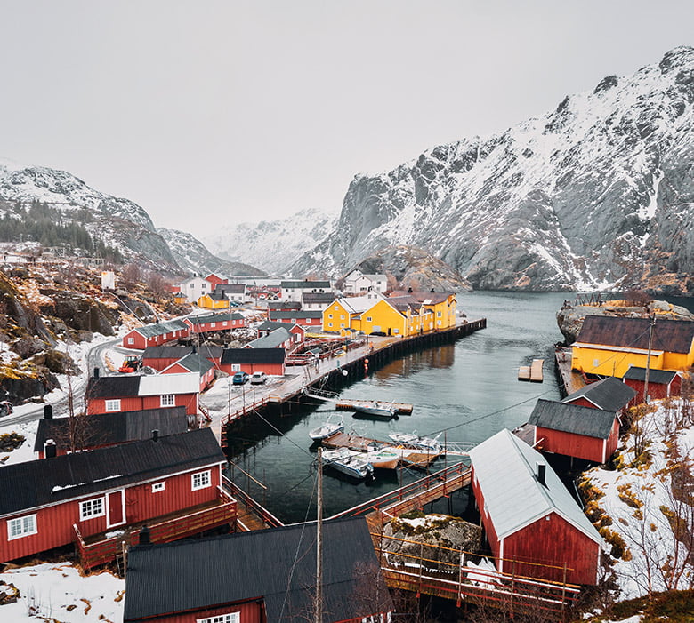 A winter scene from Nusfjord village