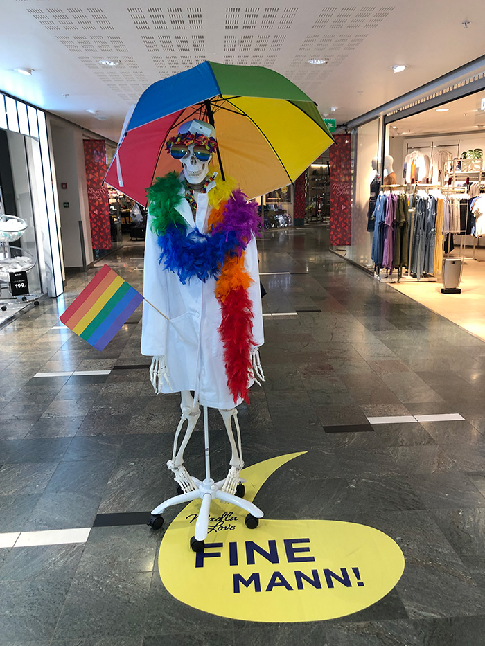 Pride display at a shopping centre in Norway