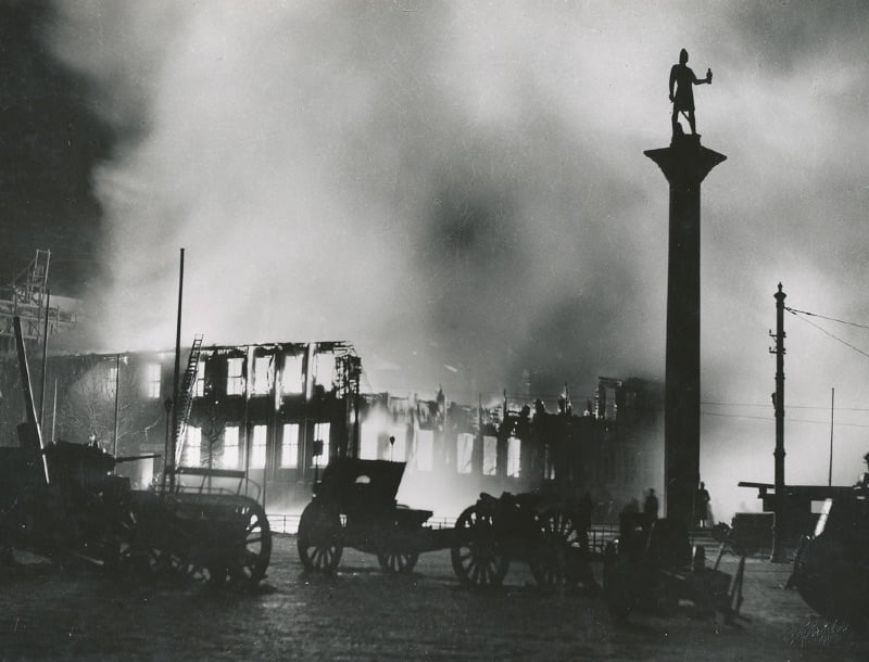 Flames at Trondheim’s main city square 