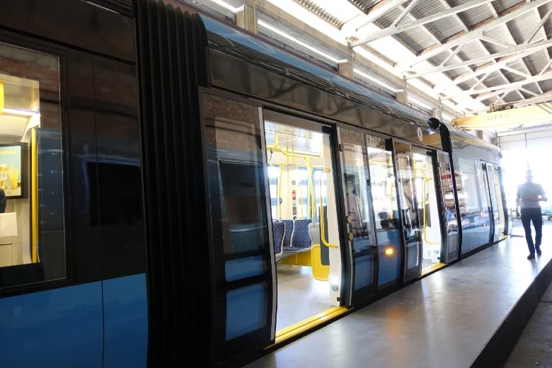 New tram as seen from a platform