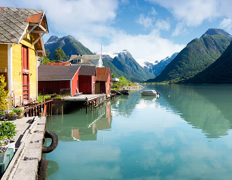 The waterfront of Fjærland, Norway