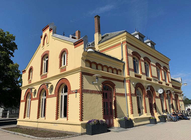 The beautiful Levanger railway station building in Norway. Photo: David Nikel.