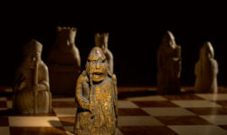 The Lewis chessmen on chess board