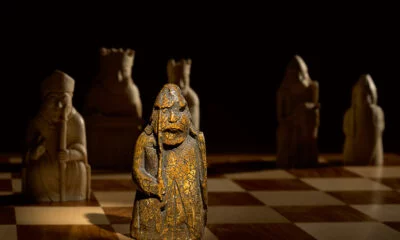 The Lewis chessmen on chess board