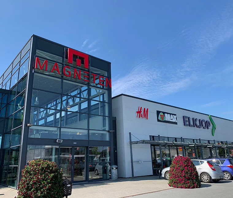 Entrance to the Magneten shopping mall in Levanger, Norway