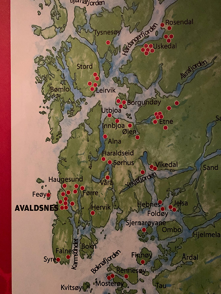 Map of viking settlements in western Norway