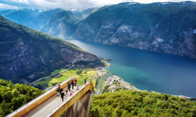 Norway's Aurlandsfjord viewed from Stegastein.