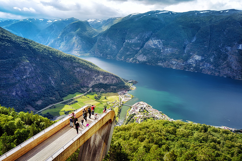 Norway's Aurlandsfjord viewed from Stegastein.