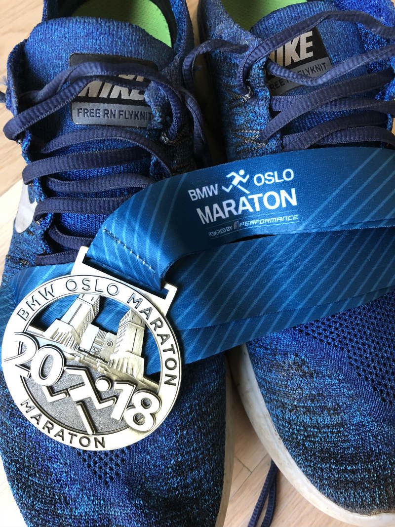 Marathon trainers and medal