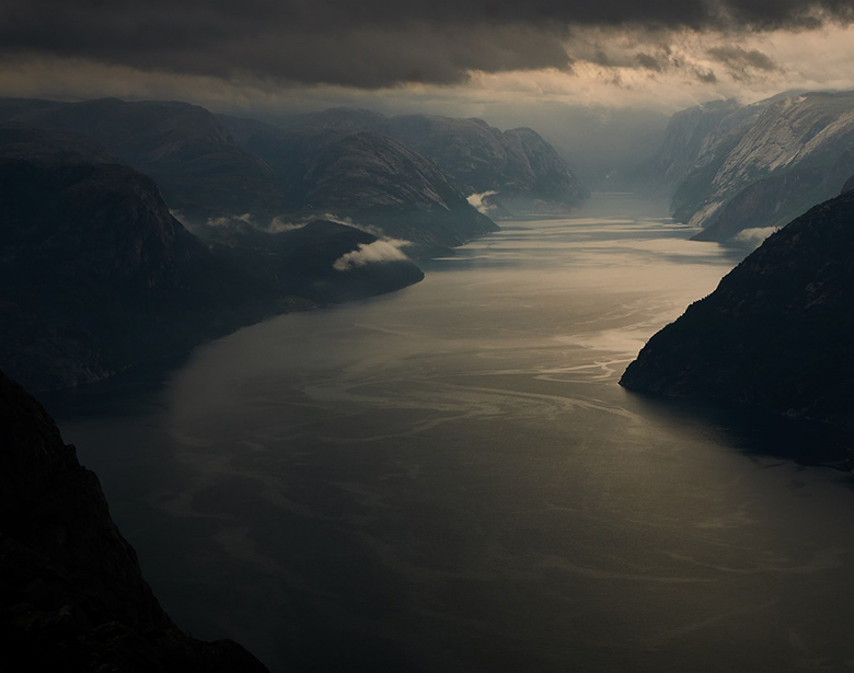 Bad weather in a Norwegian fjord