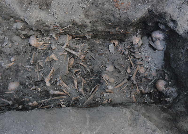 Medieval skeletons grave in Trondheim, Norway