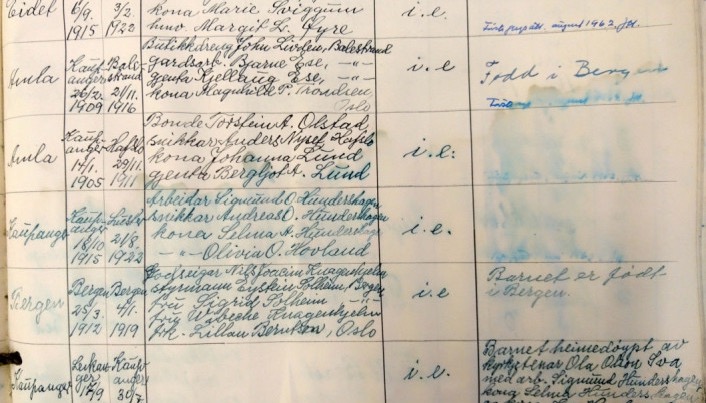 Handwritten Kaupanger parish records, Norway genealogy