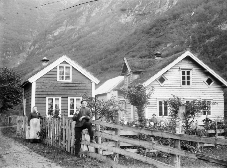 Historic Norway archive photo of a small village