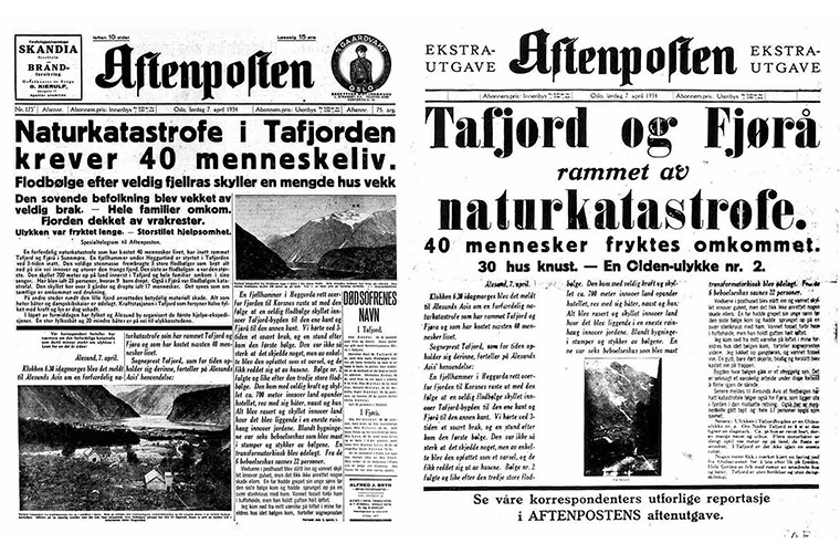 Aftenposten special edition on the Tafjord disaster