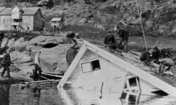 Aftermath of Tafjord landslide and tsunami