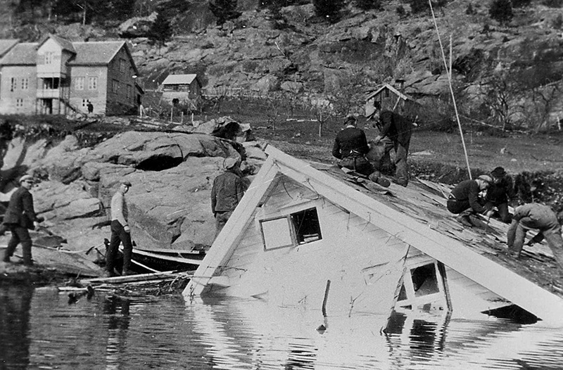 Aftermath of Tafjord landslide and tsunami