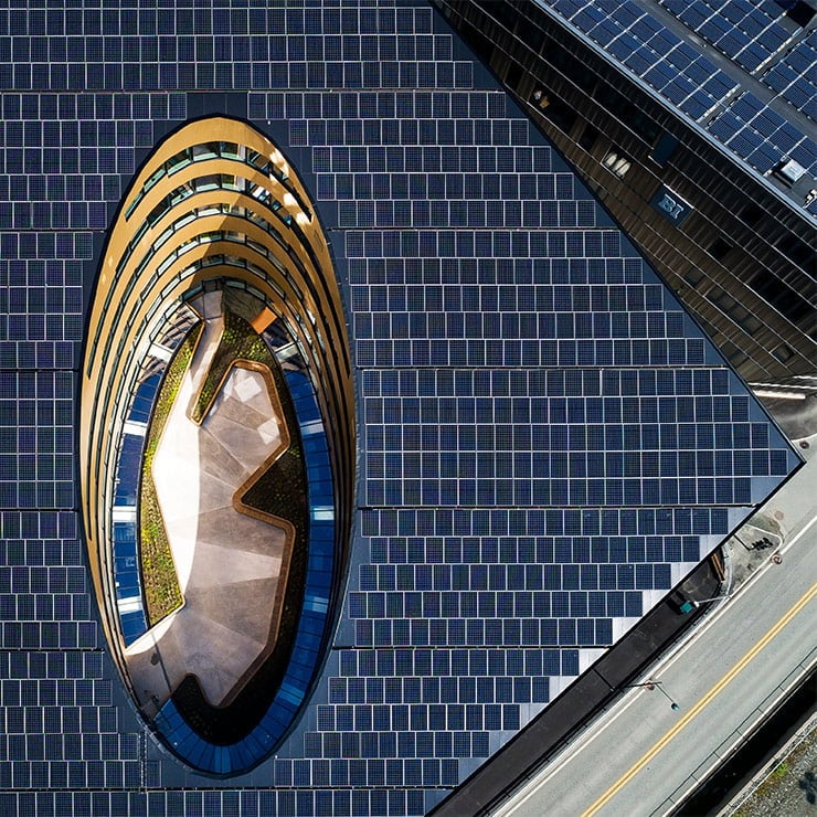 Solar panel roof of Trondheim's Powerhouse