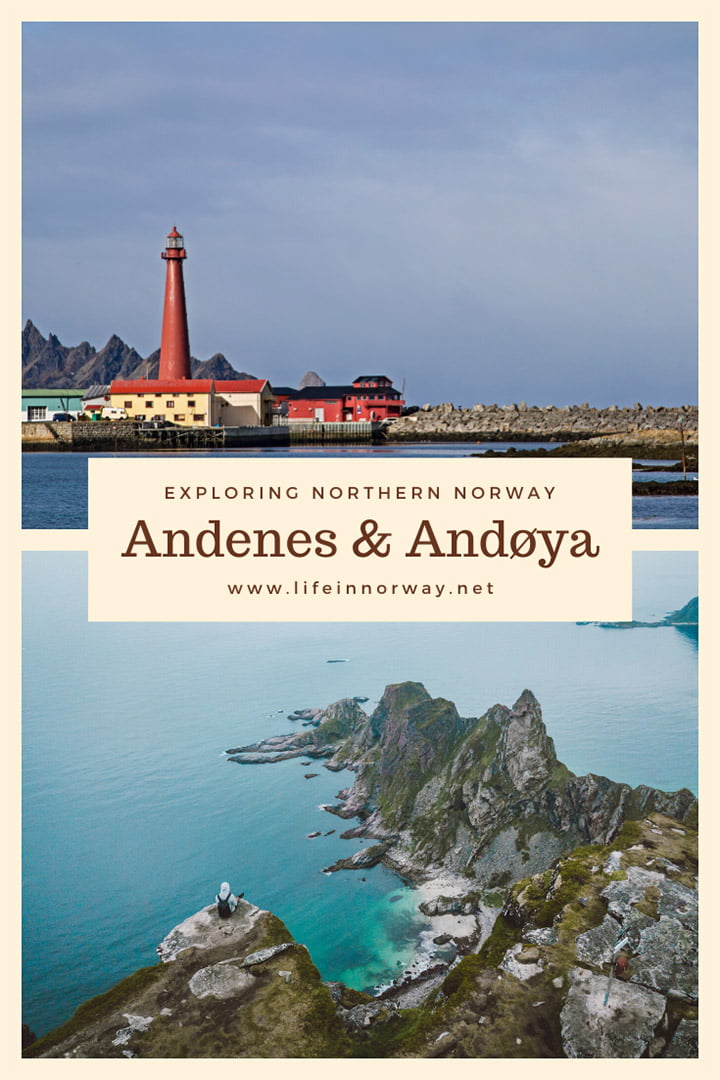 Andenes lighthouse and Andøya coastline in Norway