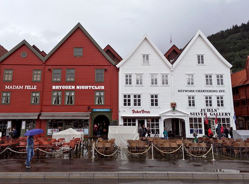 Bergen's Bryggen in the rain