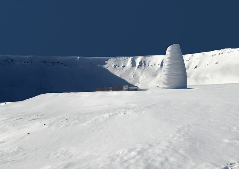 The giant white beehive design of the proposed Svalbard visitor centre