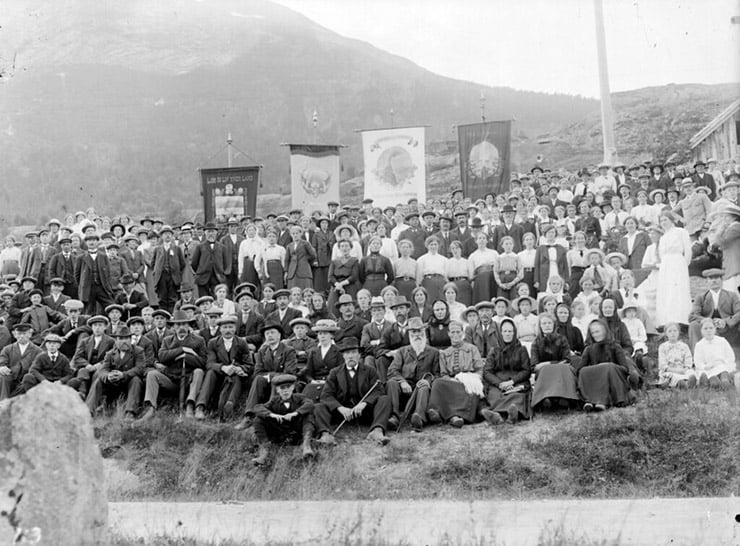 Stryn local youth association gathering in Norway in 1910