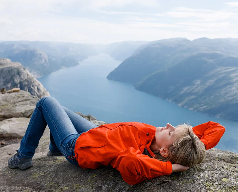 Woman at Pulpit Rock in Norway