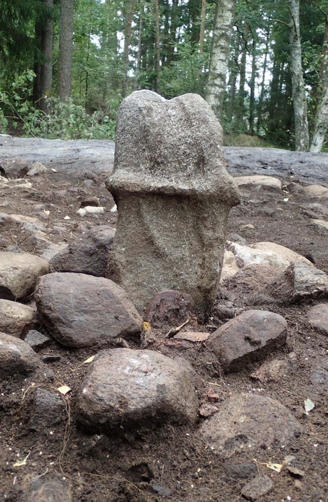 Phallic standing stone found near Gothenburg, Sweden