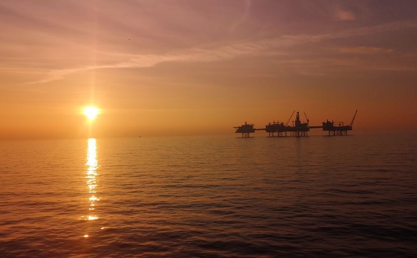 Johan Sverdrup oil field at sunset