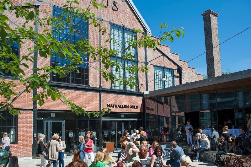 The Mathallen food hall, a cool place to eat and hang out in Oslo, Norway