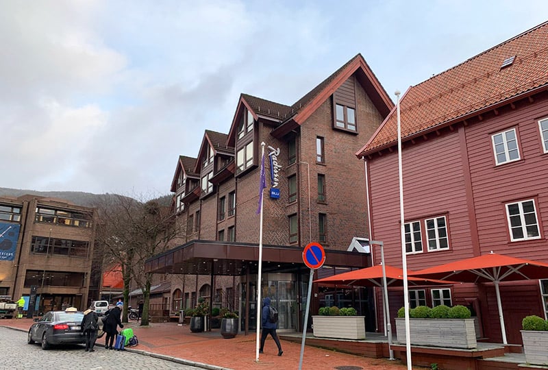 The exterior of the Radisson Blu Royal Hotel in Bergen, Norway