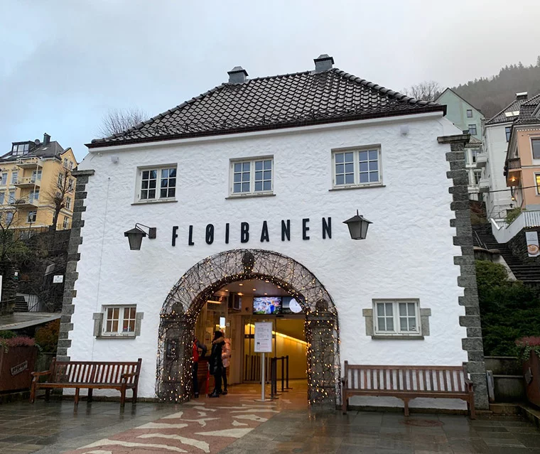 Fløibanen station in Bergen city centre