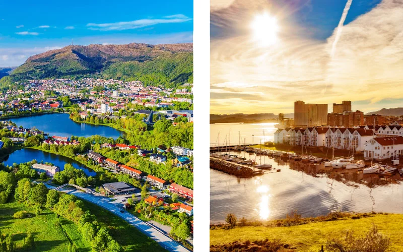 Green Bergen and Stavanger waterfront, Norway