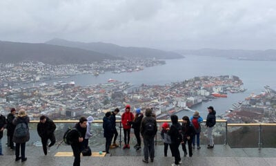 The view from the top of Mount Fløyen in Bergen, Norway
