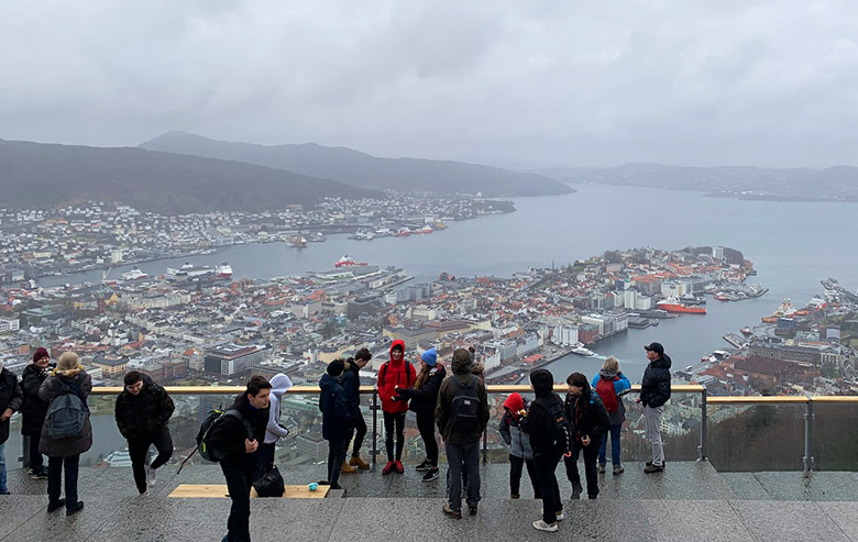 The view from the top of Mount Fløyen in Bergen, Norway