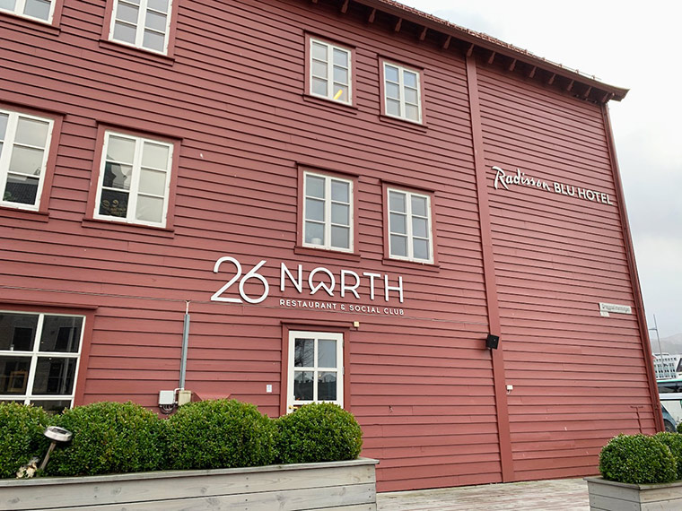 Exterior of the 26 North restaurant in Bergen, Norway