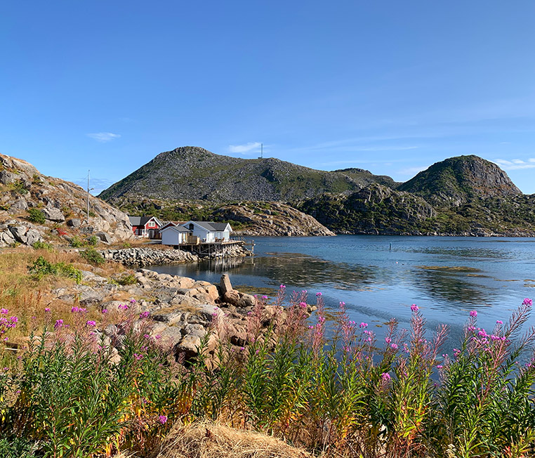 The coastline of Skrova coastline in Lofoten, Norway