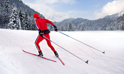 A cross-country skier in the Norwegian countryside