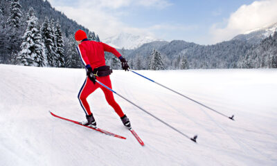 A cross-country skier in the Norwegian countryside
