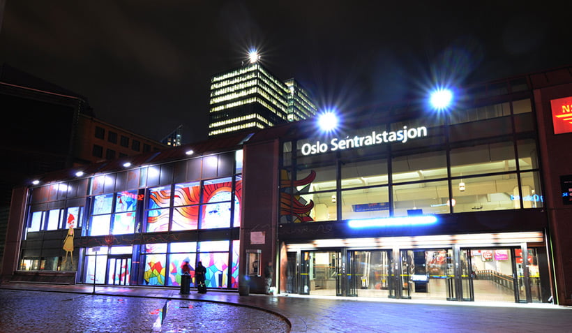 Oslo Central Station quiet at nighttime