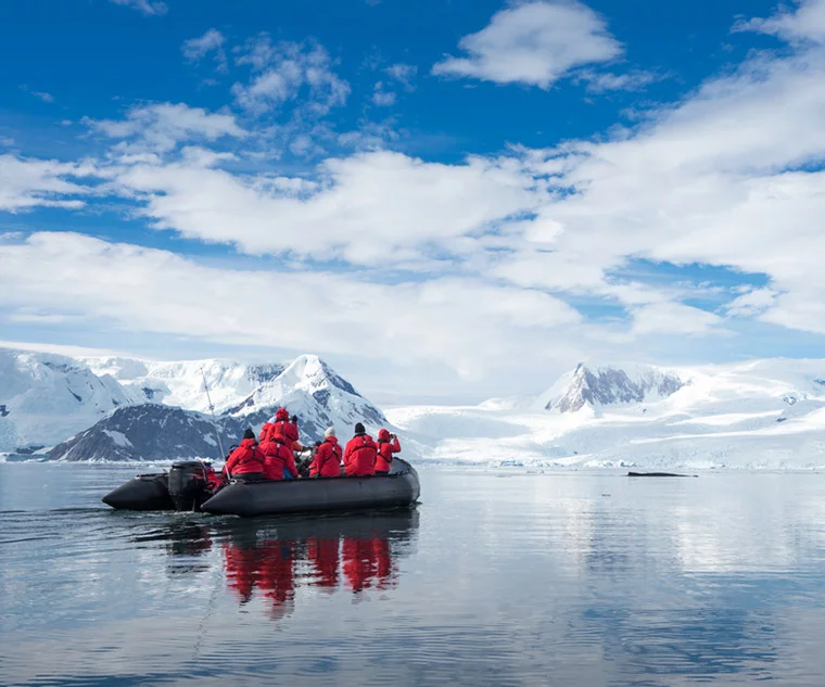 Tourists following in the footsteps of Scott and Amundsen