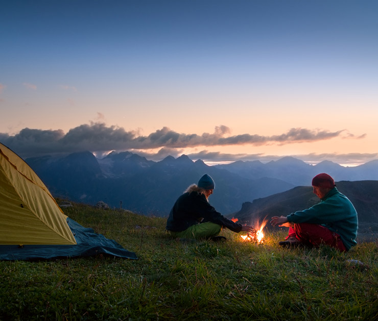 Couple camping in the Norwegian mountains