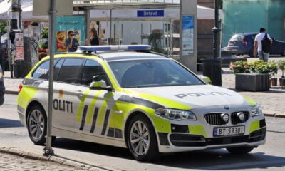 A police car on the streets of Oslo, Norway