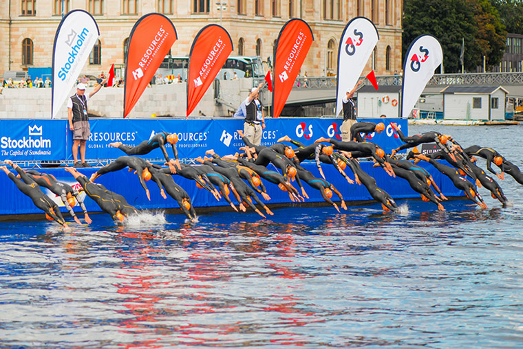 Triathlon swimming in Stockholm, Sweden