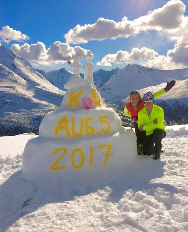 Wedding cake snow sculpture in Norway