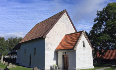 The exterior of Giske Church near Ålesund in western Norway