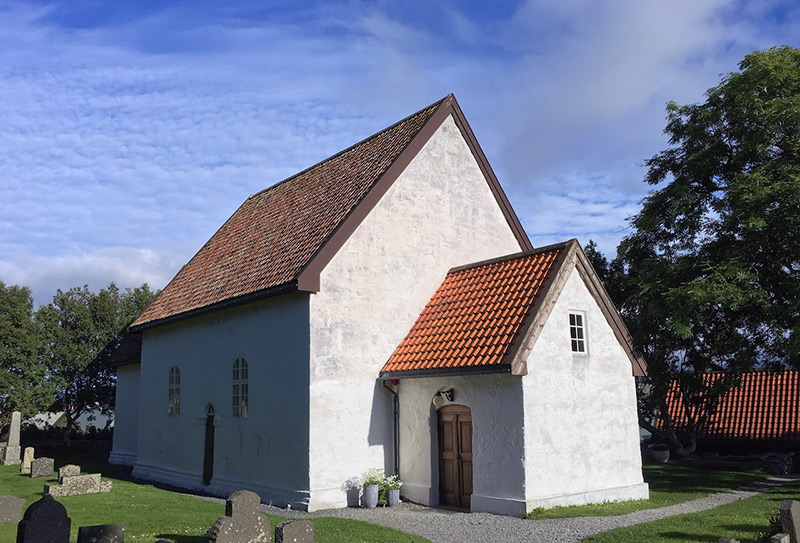 The exterior of Giske Church near Ålesund in western Norway