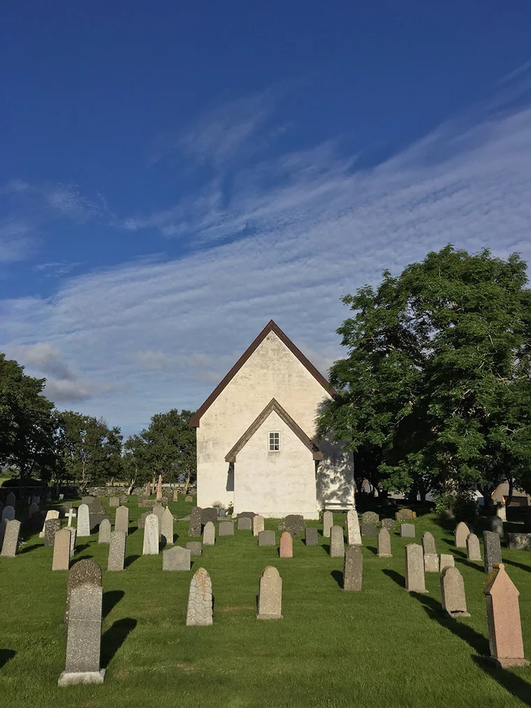 The outside of Giske church in western Norway