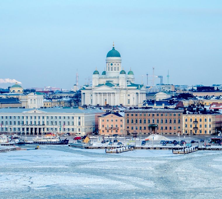 The skyline of Helsinki, Finland