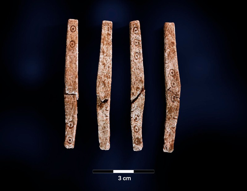 The four elongated gaming pieces or dice found in Norway